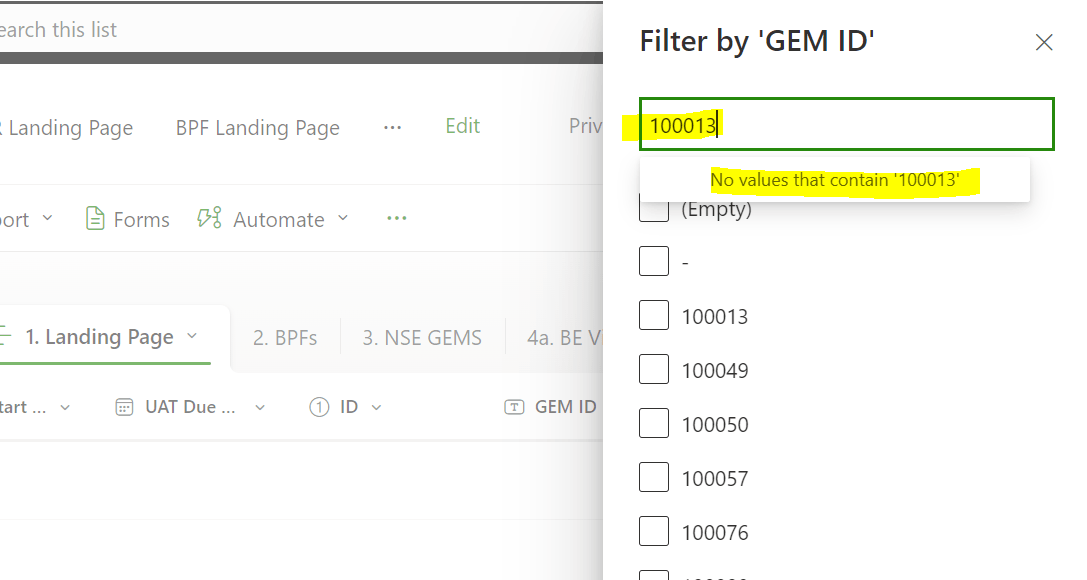 SharePoint list view filter issue for a column - Microsoft Q&A
