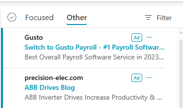 AD email top of inbox obviously based upon browsing history though ...
