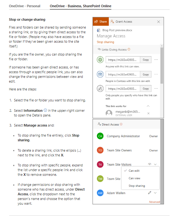 Change link sharing permissions in SharePoint online document library ...
