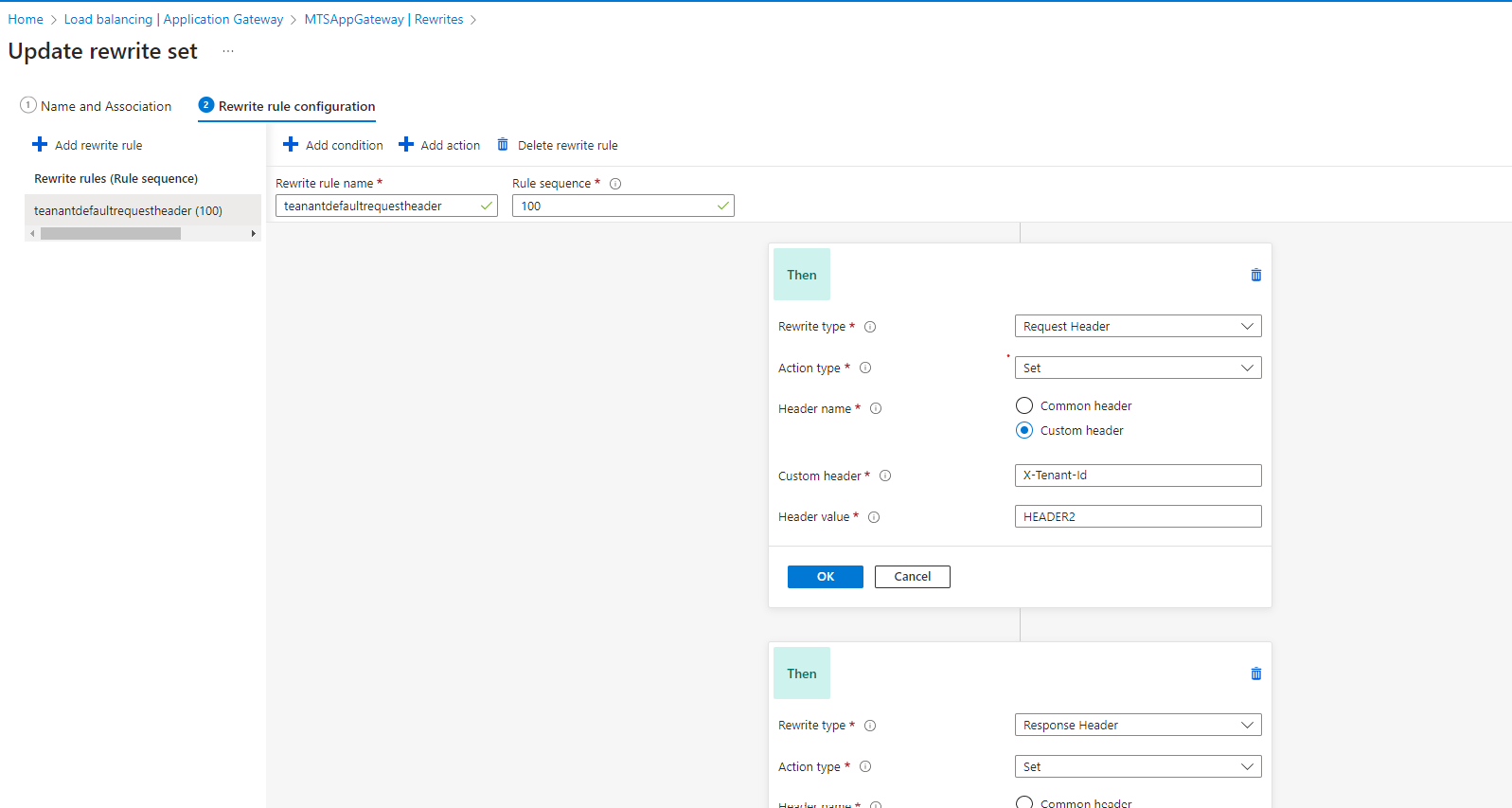 Rewrite set for custom request header