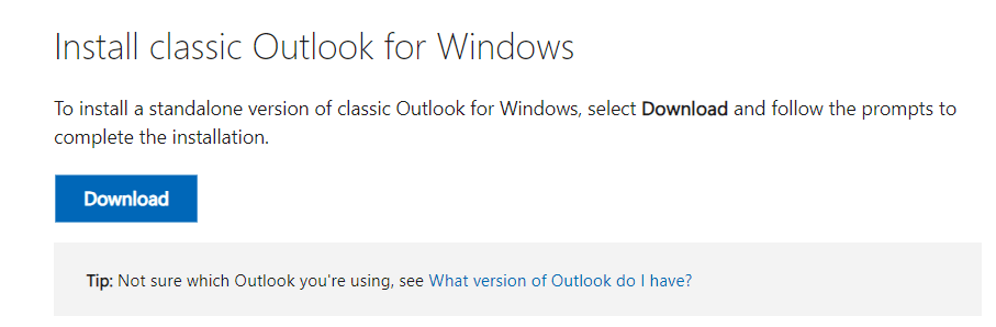 Please direct me to the download for outlook classic - Microsoft Q&A