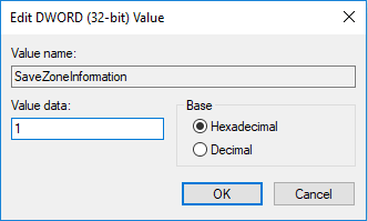 Double-click on SaveZoneInformation then change it's value to 1