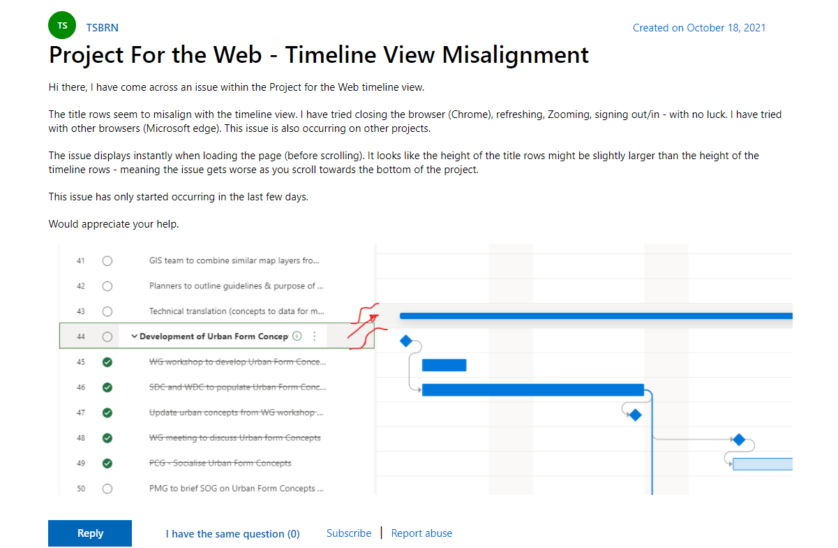 Project Plan 1 Timeline rows are not aligned - - Microsoft Q&A
