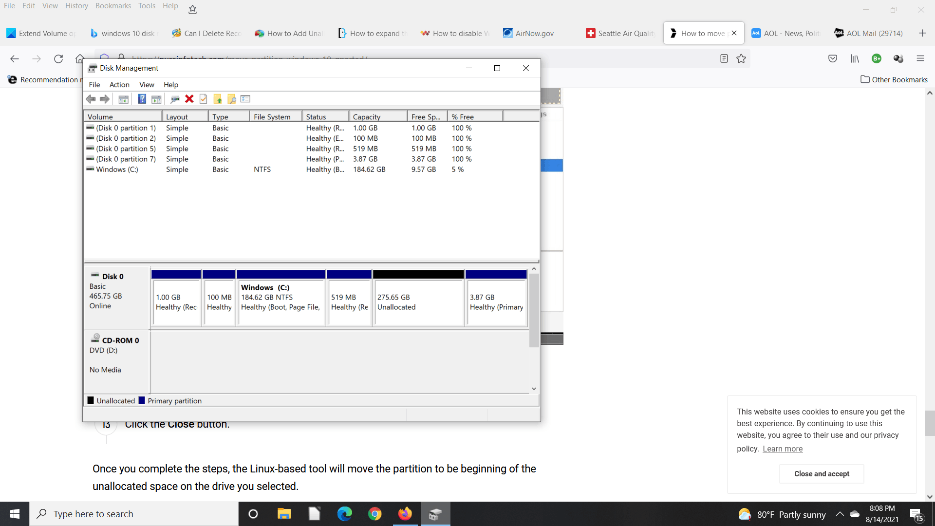 Does Healthy Windows Recovery Partition have to adjacent to Windows 10 ...