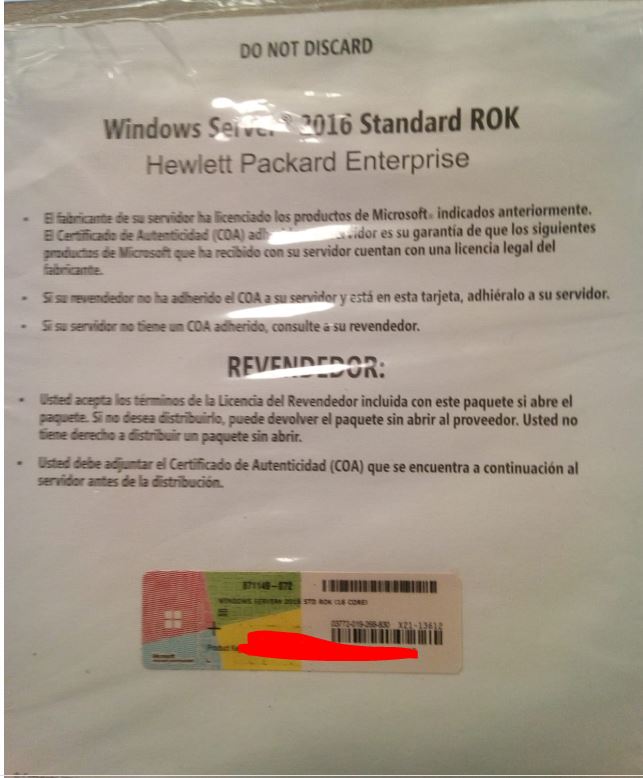 Licencia Windows Server 2016 Standard ROK no compatible con mi Windows ...