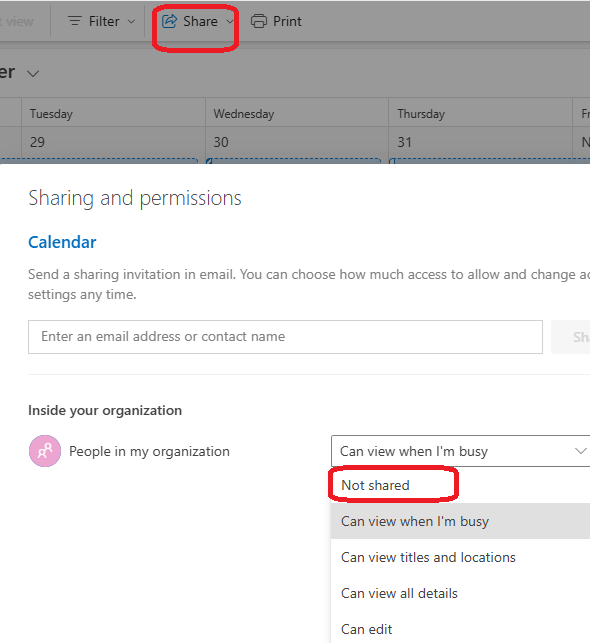 Hiding calendar details being seen in the scheduling assistant ...