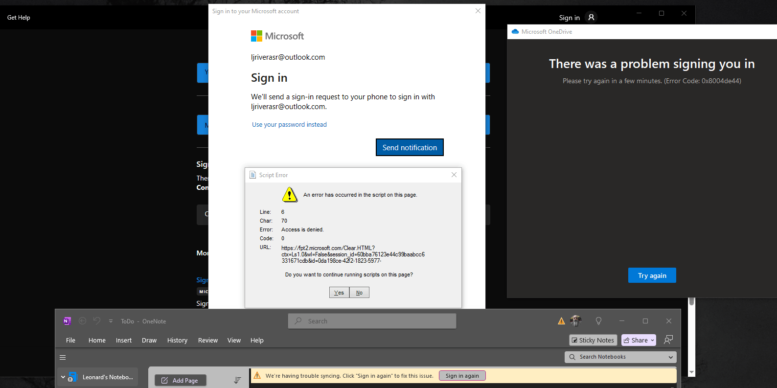 I cannot log into any of my Microsoft O365 apps or the MS Store from my ...