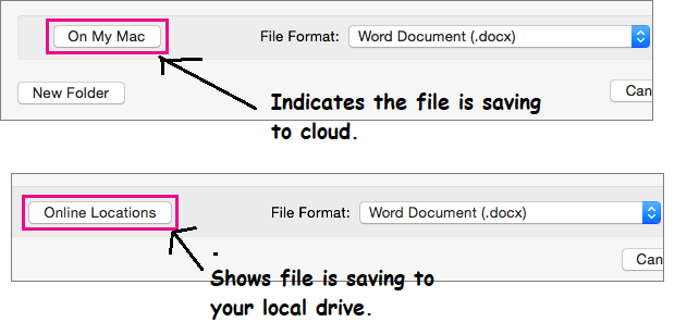 Only OneDrive option works to save files - Mac option doesn't function ...