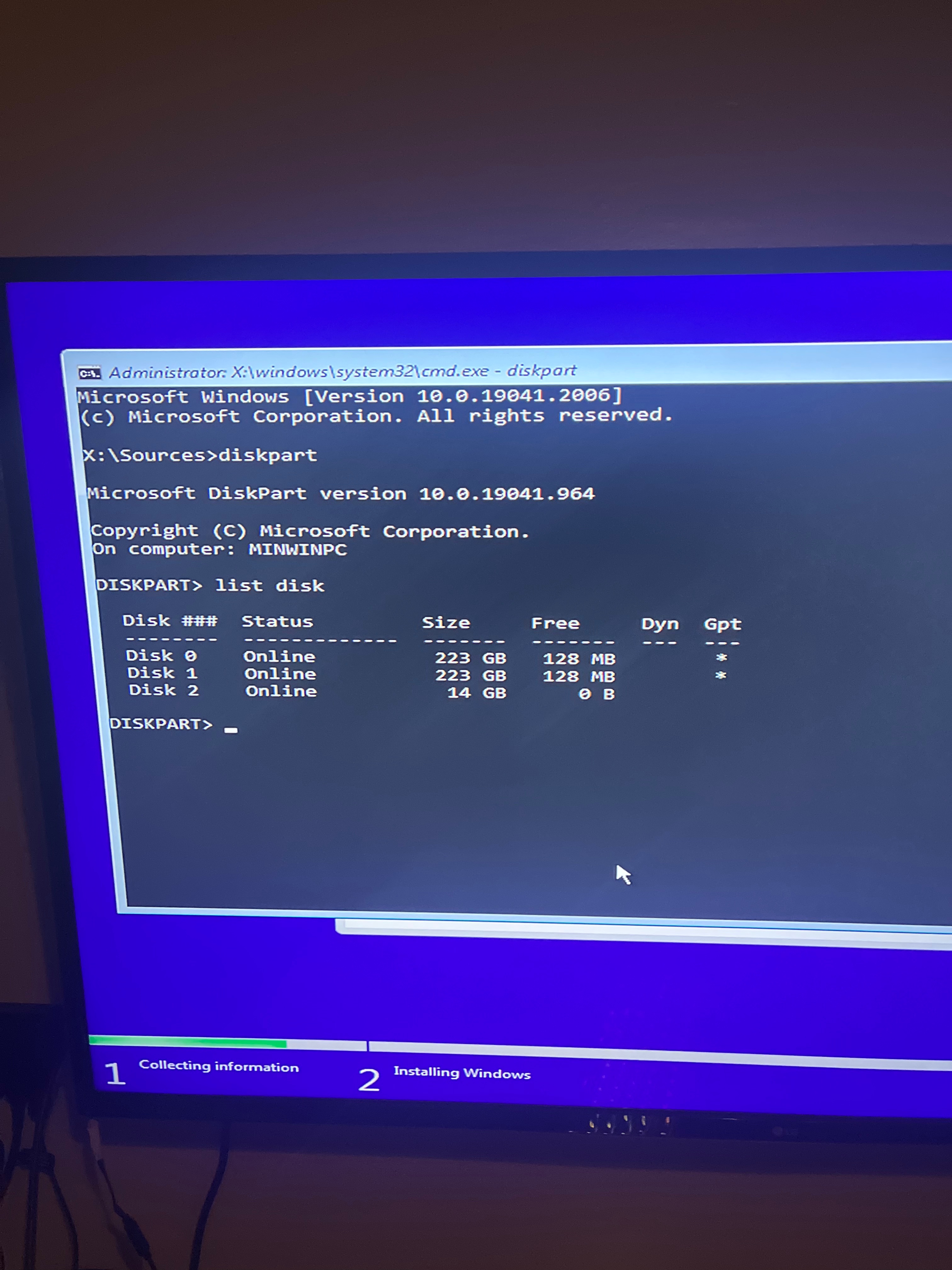 I am installing windows 10 on a new computer and the 240gb ssd is