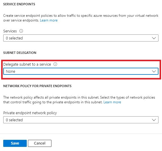azure vnet subnet delegation