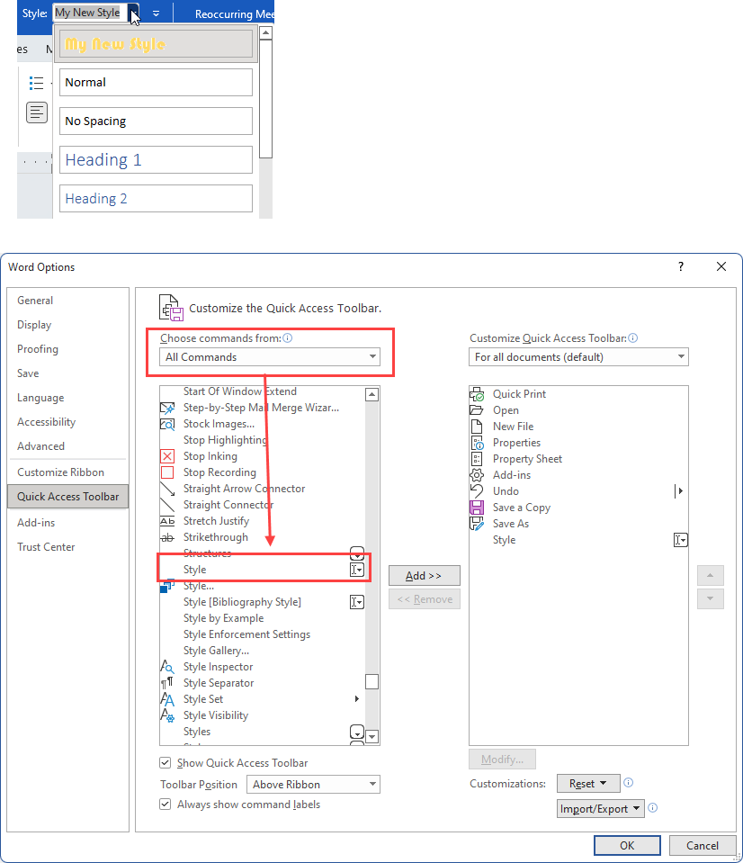 Add button to the QAT for JUST my Custom Styles - Microsoft Q&A