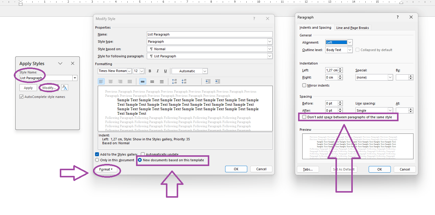 I have set the Default Paragraph Settings to Don't Add a Space Between ...
