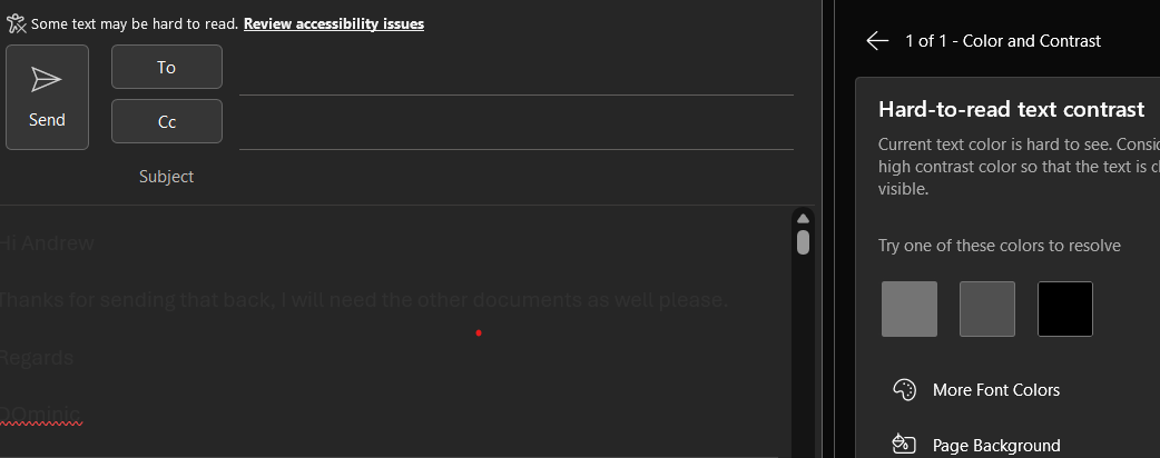 Have to change setting for every email I type in Dark Mode - Microsoft Q&A