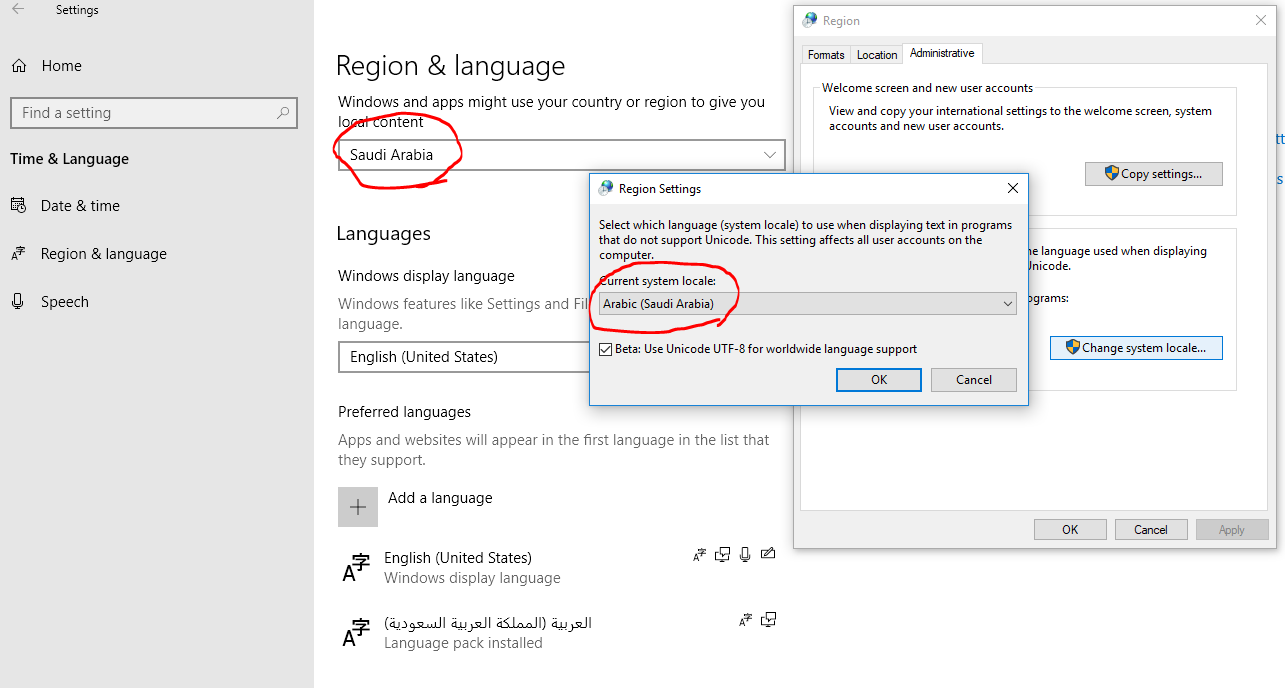 Windows 10 Error arabic language - Microsoft Q&A