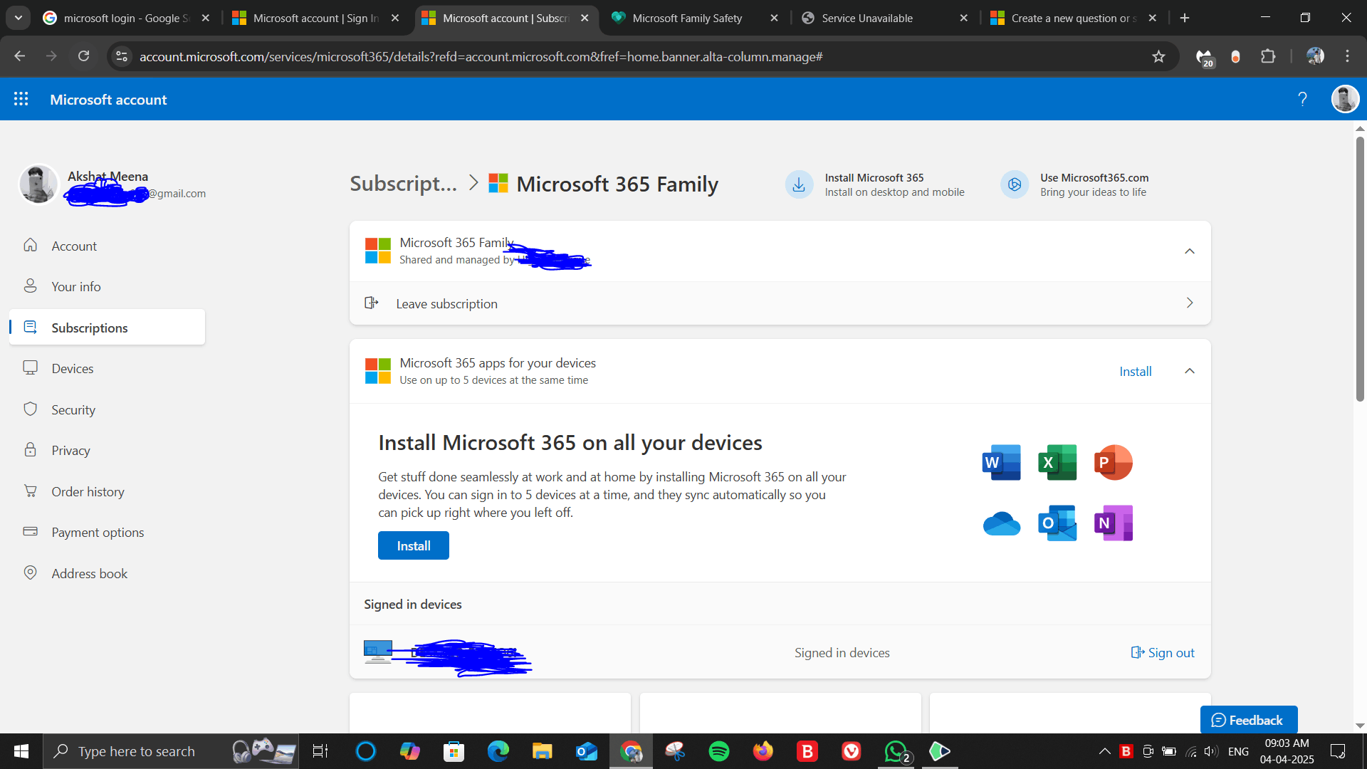 Unable to download Mircrosoft 365 From my account..... - Microsoft Q&A