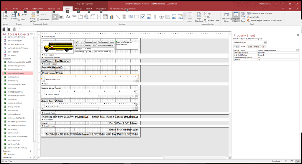 Separate Report Details for a Main and Subreport: - Microsoft Q&A