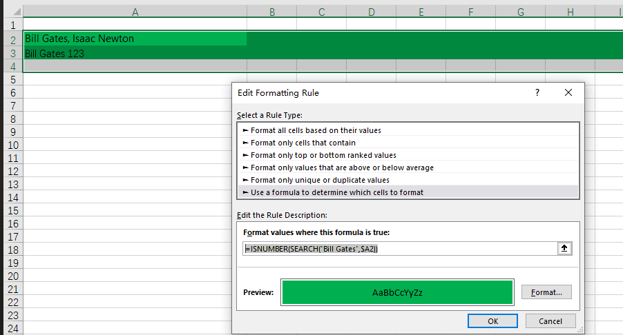 Conditional formatting for entire row based on data in one cell; cell ...