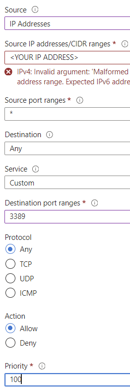 Cannot connect to the azure virtual machine trough Microsoft vpn ...