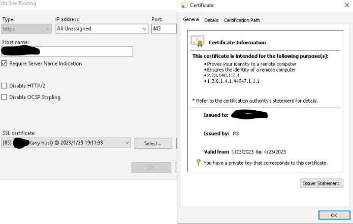 IIS binding