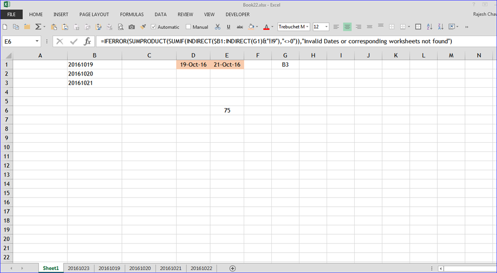 Dynamic SUM formula across worksheets - Microsoft Q&A