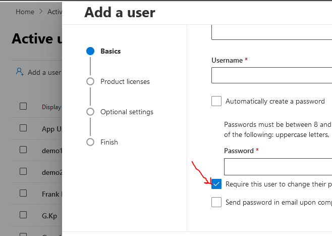 Share the password for the o365 new user as link to the secret ...