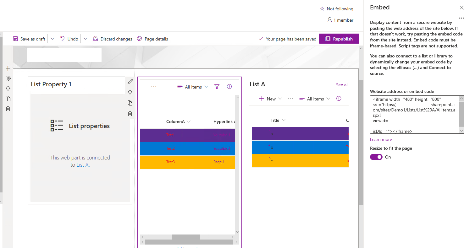 Modern bug: connection to embed web part doesn't work - Microsoft Q&A