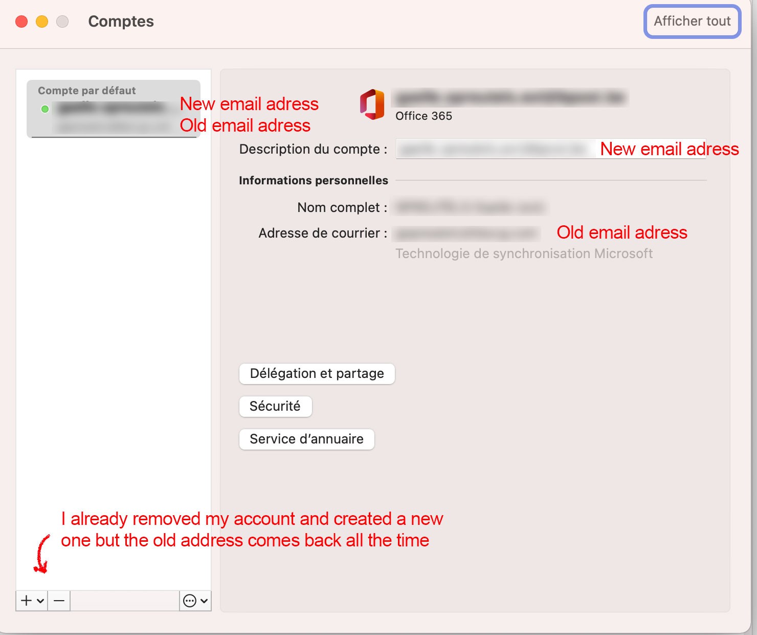 My old company email address comes back by default, how can I delete it ...