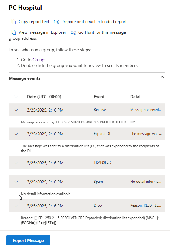 Spam emails to a DL are delivered to internal users, not dropped ...