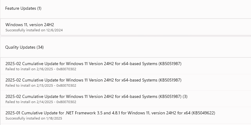 Yet Another - Windows 11 24h2 update not installing. (KB5051987 ...