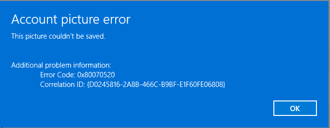 Account picture error, the picture couldn't be saved - Microsoft Q&A
