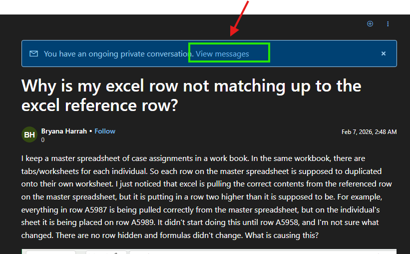 Why is my excel row not matching up to the excel reference row ...
