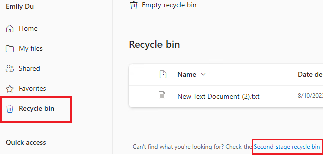 Recover deleted files and folders from Onedrive via SharePoint
