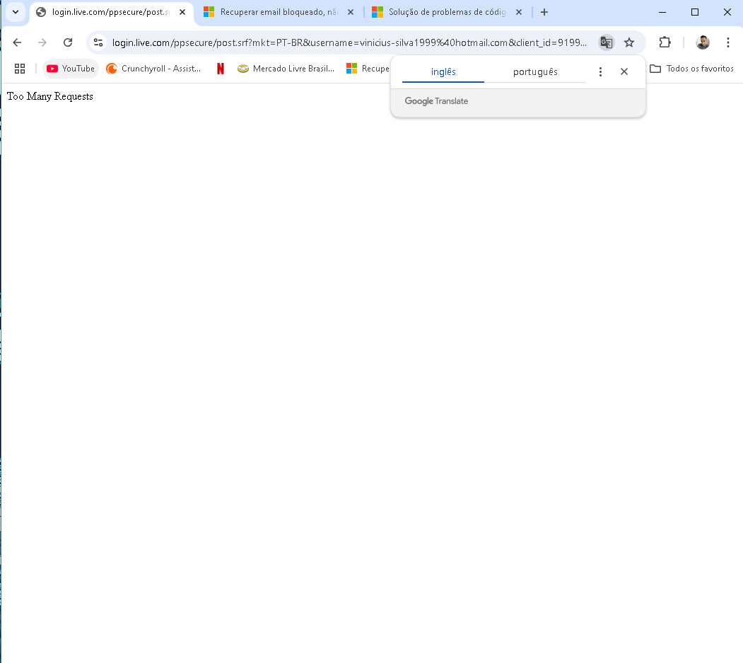 outro erro login