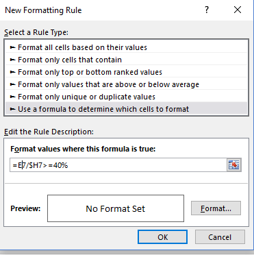 Conditional Formatting with Percentage - Microsoft Q&A