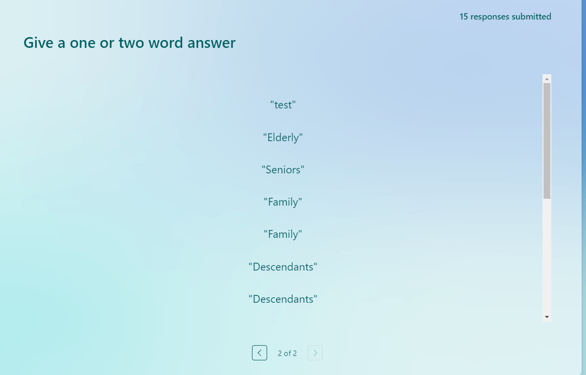 I can't see an option for word cloud in Forms - Microsoft Q&A