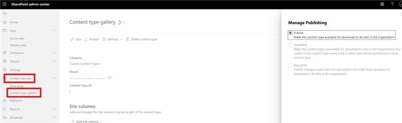 site content type created in a site named - Microsoft Q&A