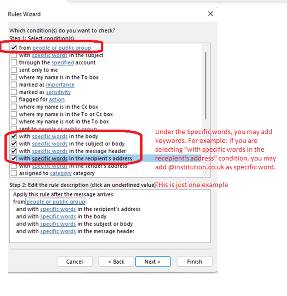 Outlook rules, create a rule depending on part of the name - Microsoft Q&A