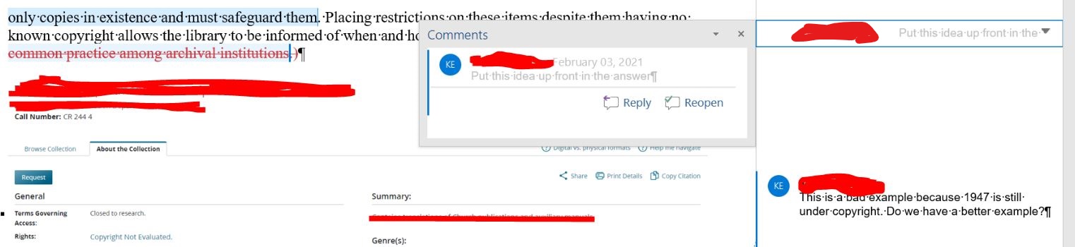 Clicking on a collapsed comment in Word brings up a little window ...