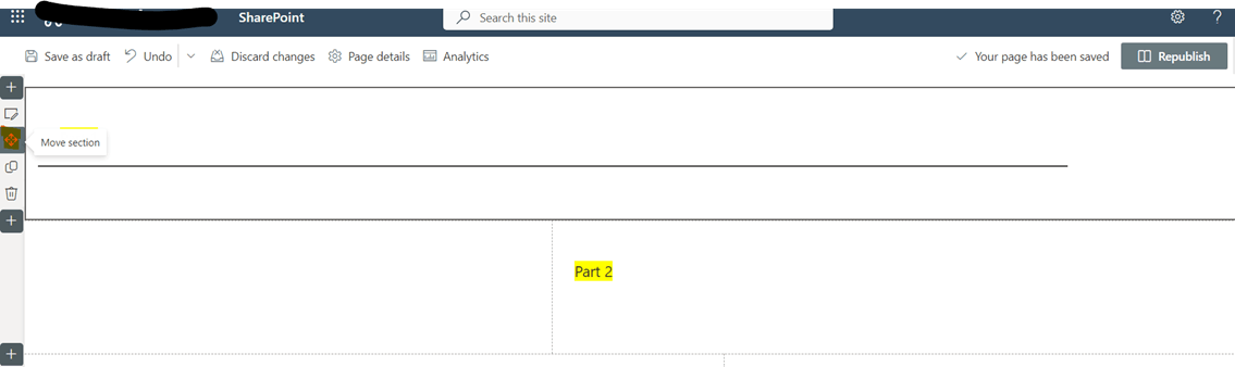 Cannot move sections on Sharepoint Site - Microsoft Q&A