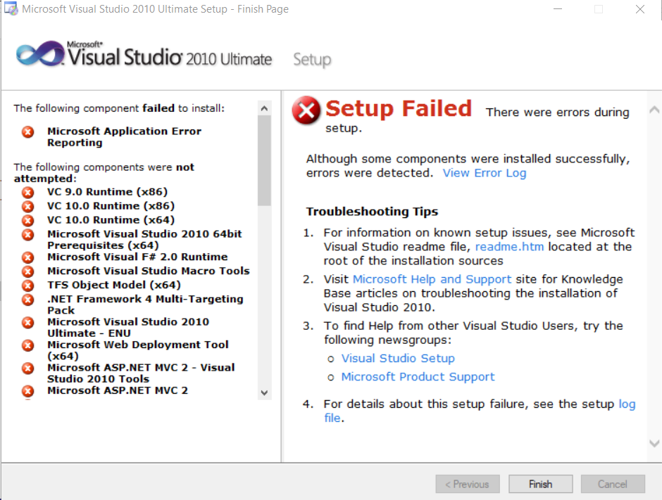 Unable to install Microsoft visual studio 2010 ultimate on windows 