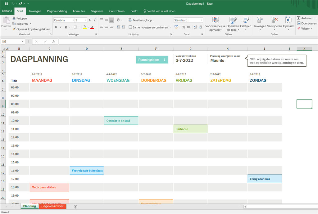 online sjabloon Excel Dagplanning aanpassen - Microsoft Q&A