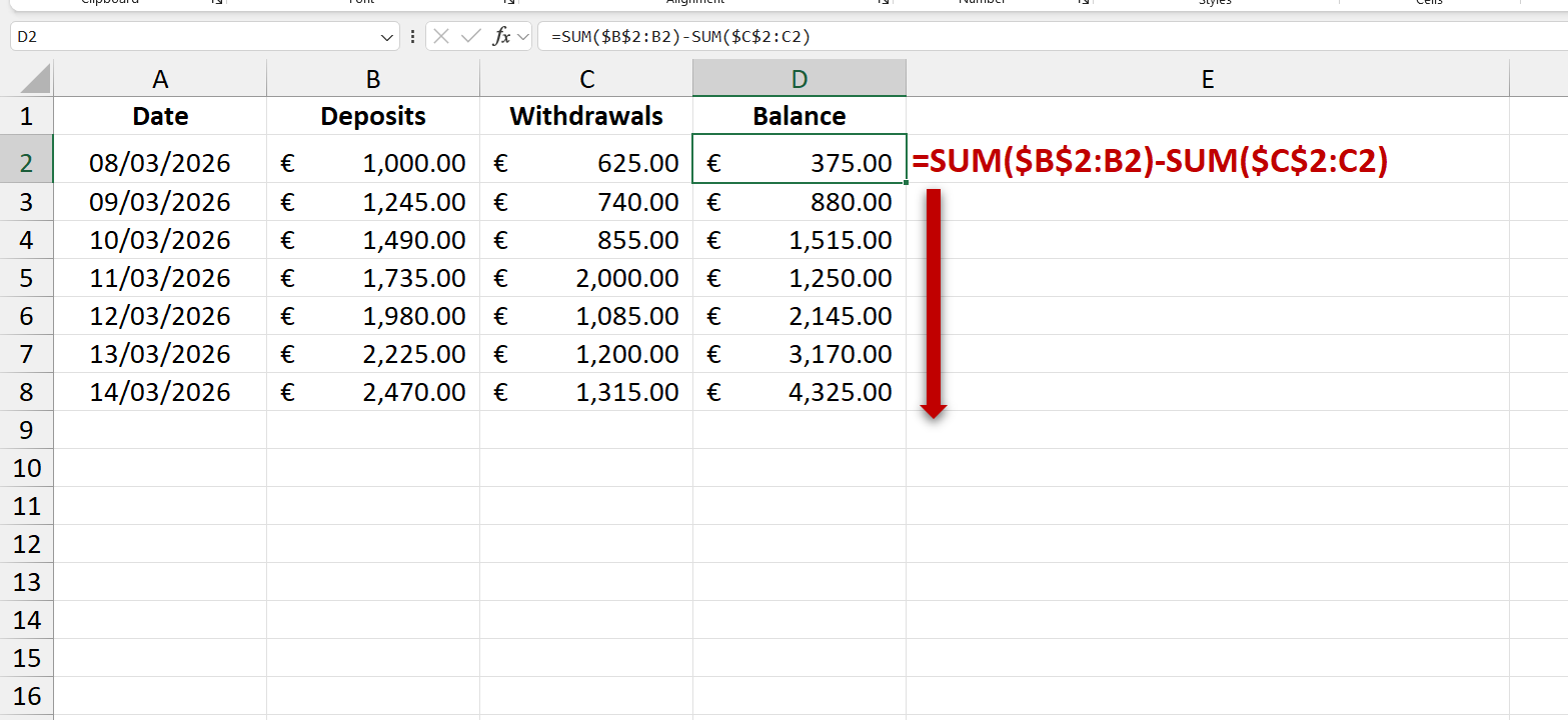 How to fix running balance in EXCEL - Microsoft Q&A