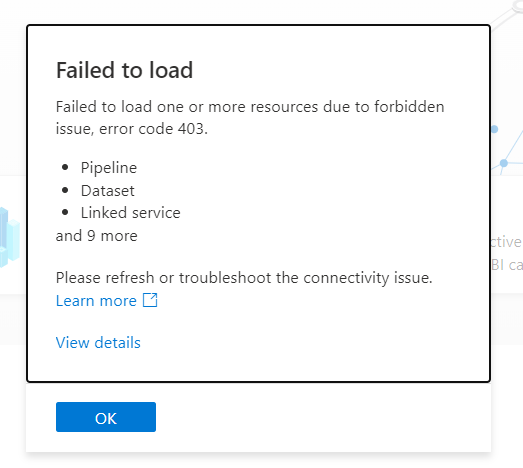 Failed to load one or more resources due to no access, error code 403 -  Microsoft Q&A