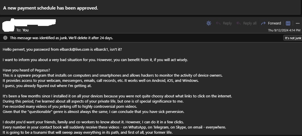 A phishing email using my email as a sender - Microsoft Q&A