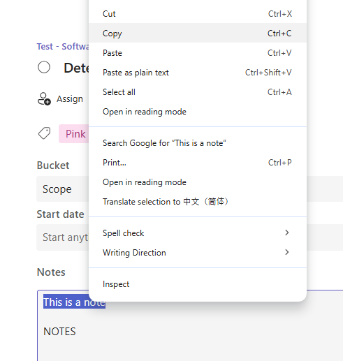 Microsoft Planner's Notes cant be copy and paste anymore - Microsoft Q&A