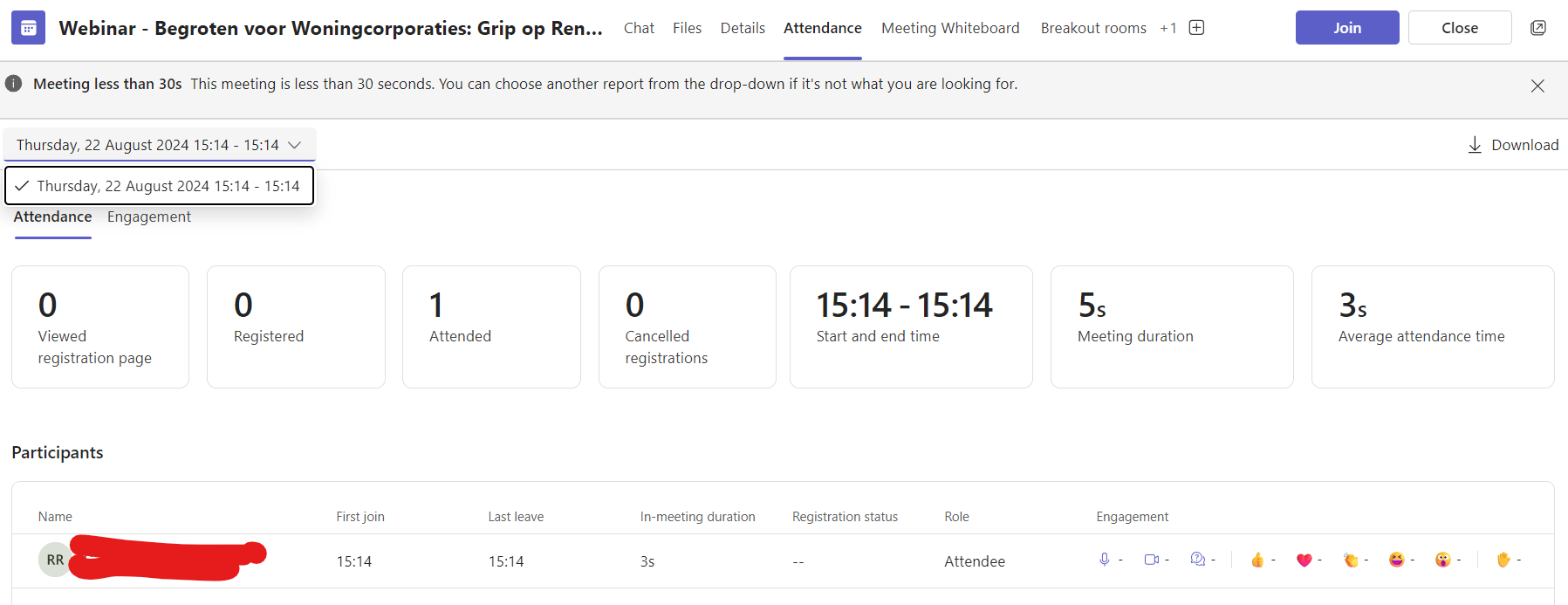 Teams webinar: Registrations/Attendee reporting bugs. - Microsoft Q&A