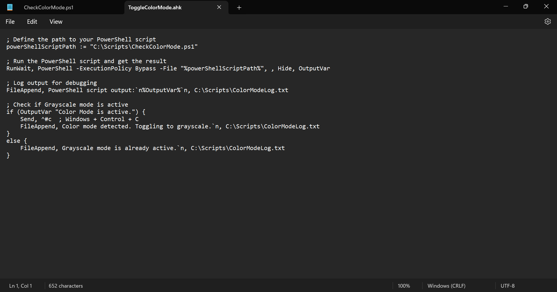 Is there a script that can detect if color mode is running on Windows ...