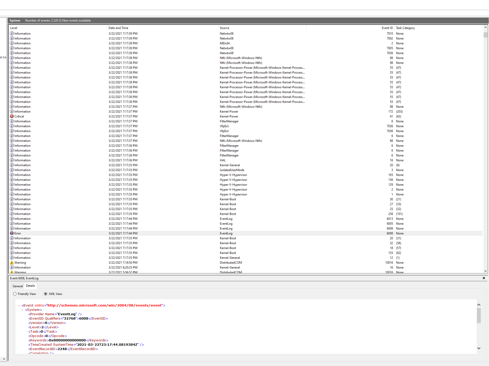 Microsoft-Windows-WER-SystemErrorReporting EventID 6008 - Microsoft Q&A