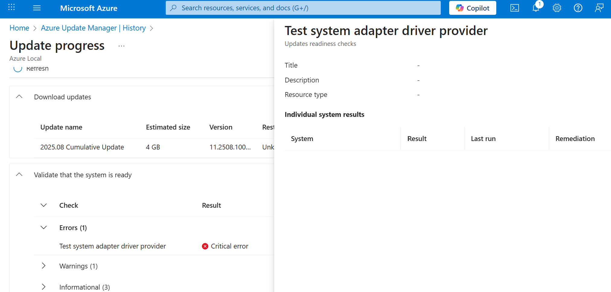 Updating Azure Local failed on 