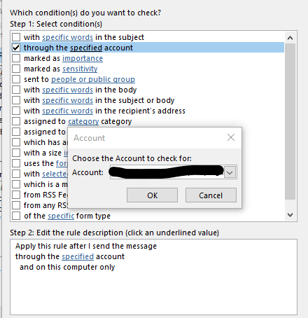 Outlook 365 Group mailbox rule on sent items through specified account ...